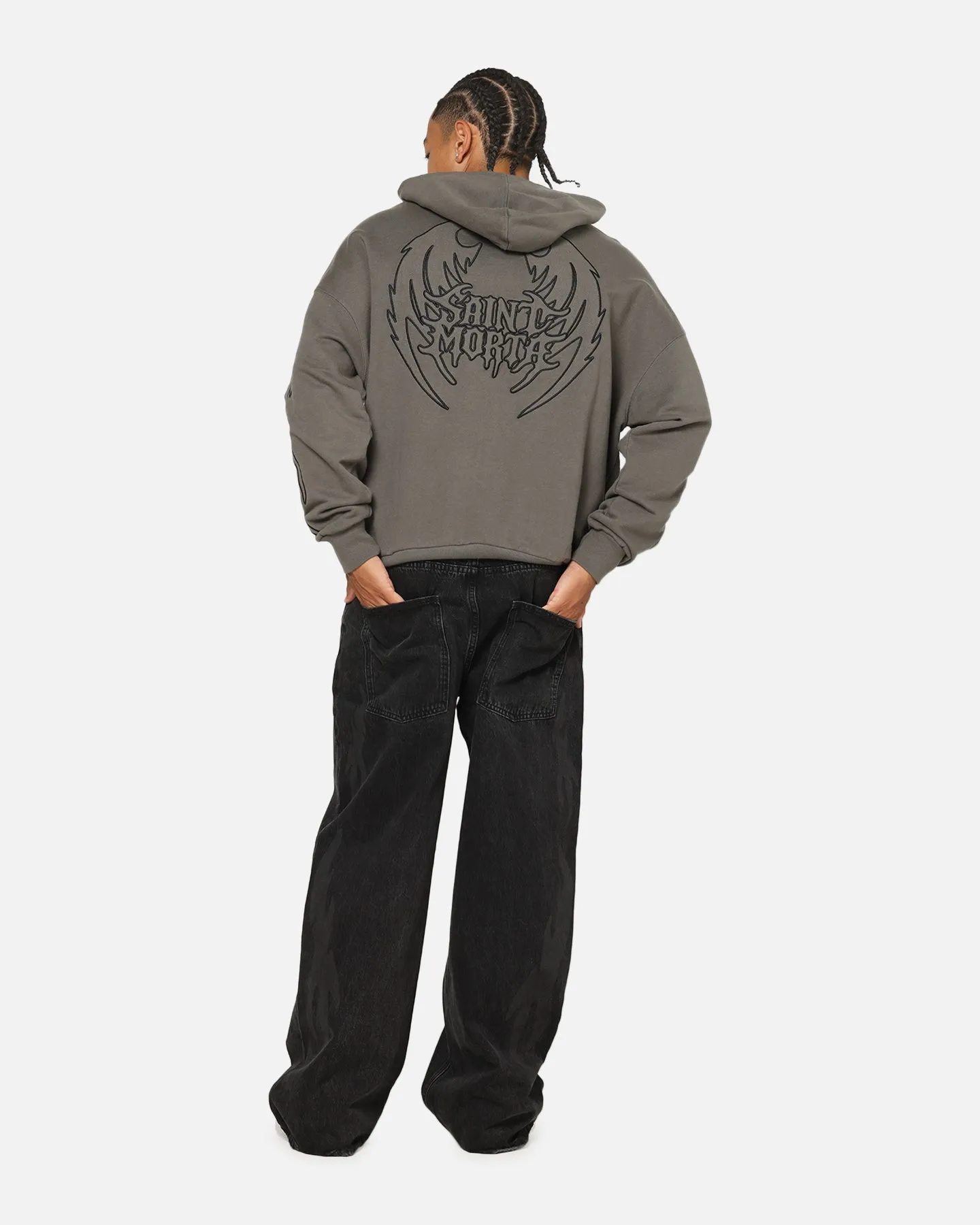 Saint Morta Crested Wing Hoodie Washed Charcoal sold by Culture Kings product image thumbnail 4