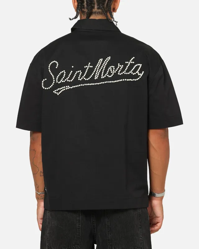 Saint Morta Pearl Script Button Up Shirt Black sold by Culture Kings