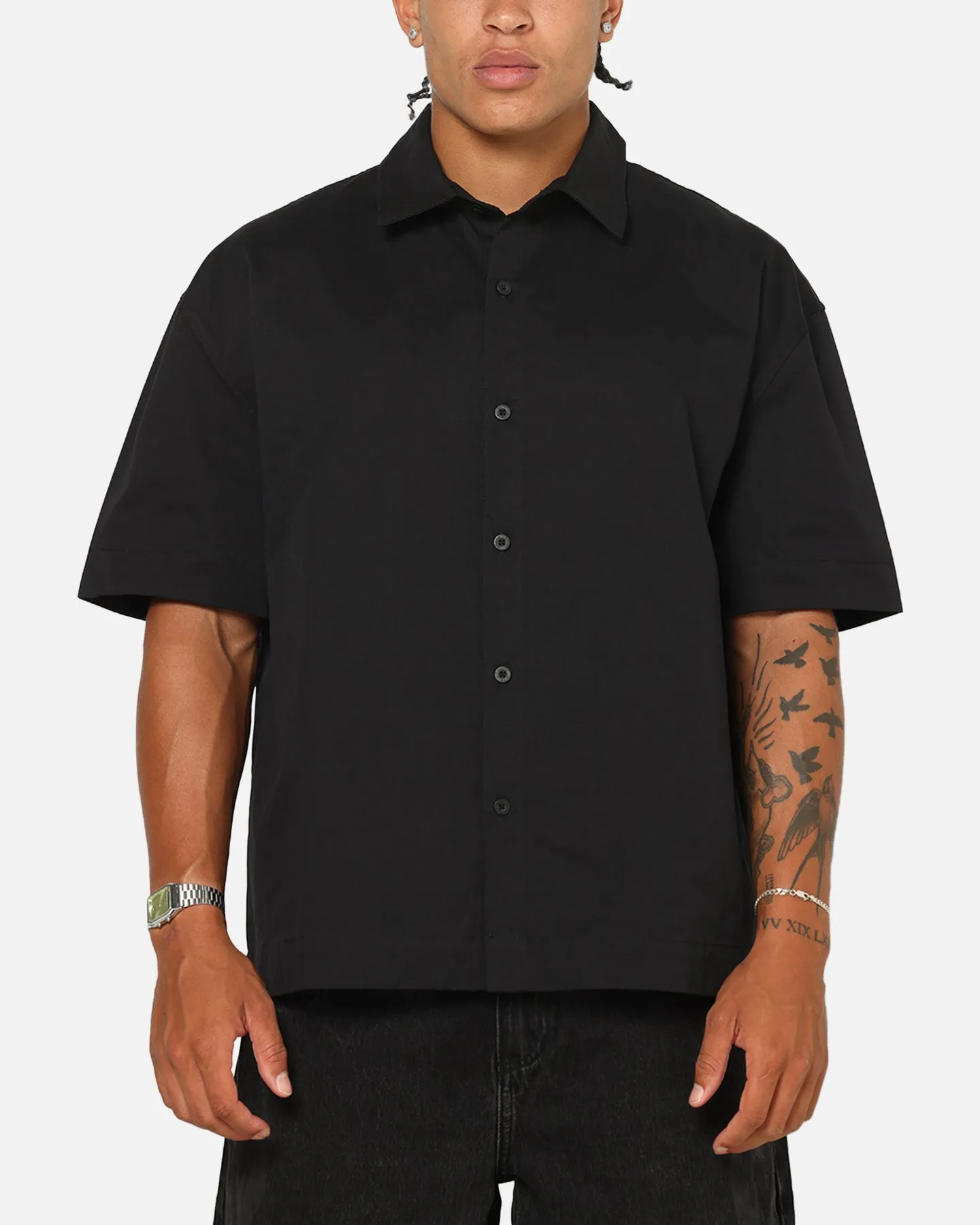 Saint Morta Pearl Script Button Up Shirt Black sold by Culture Kings product image thumbnail 2