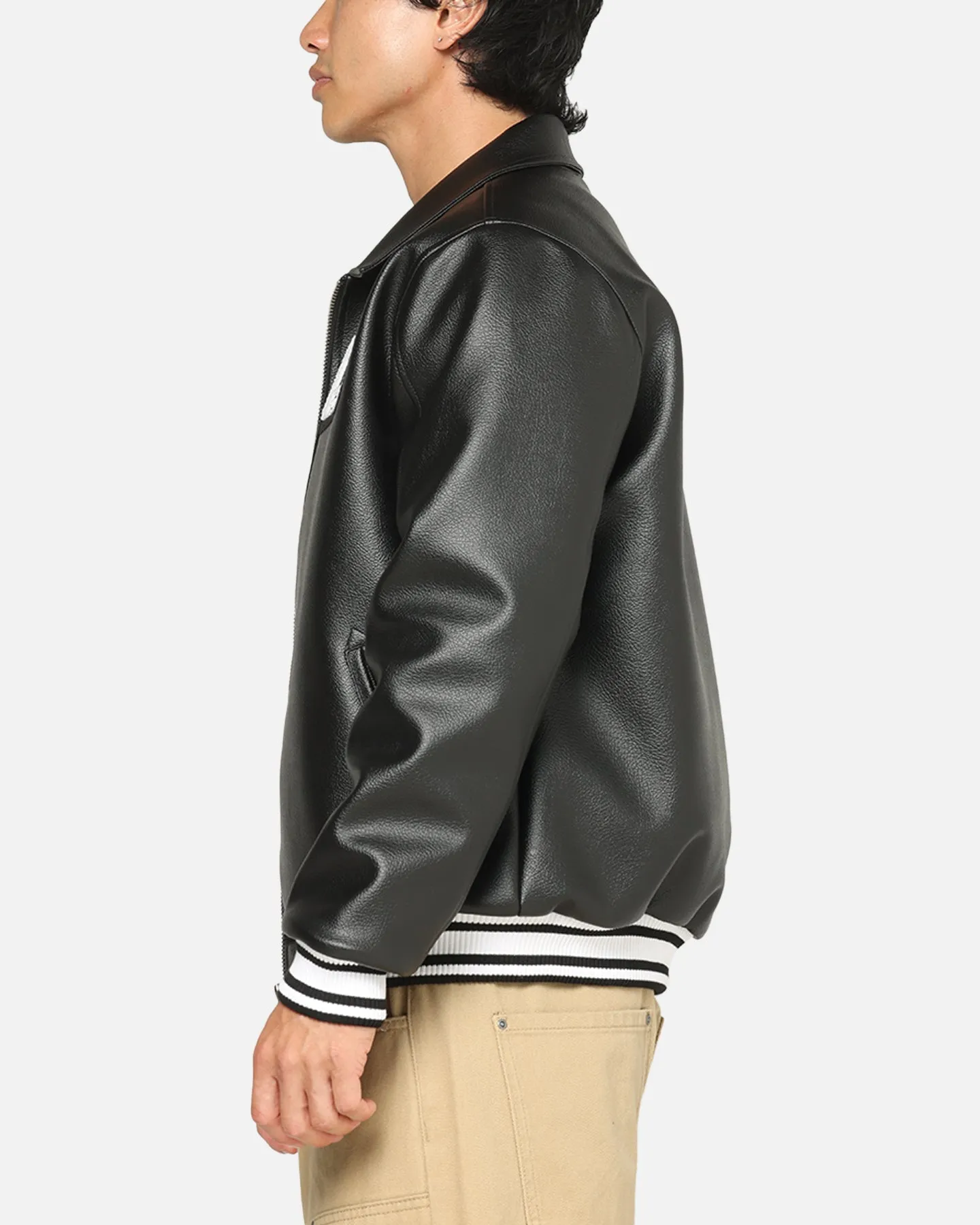Carre Vegan Leather Varsity Jacket Black/White sold by Culture Kings product image thumbnail 5