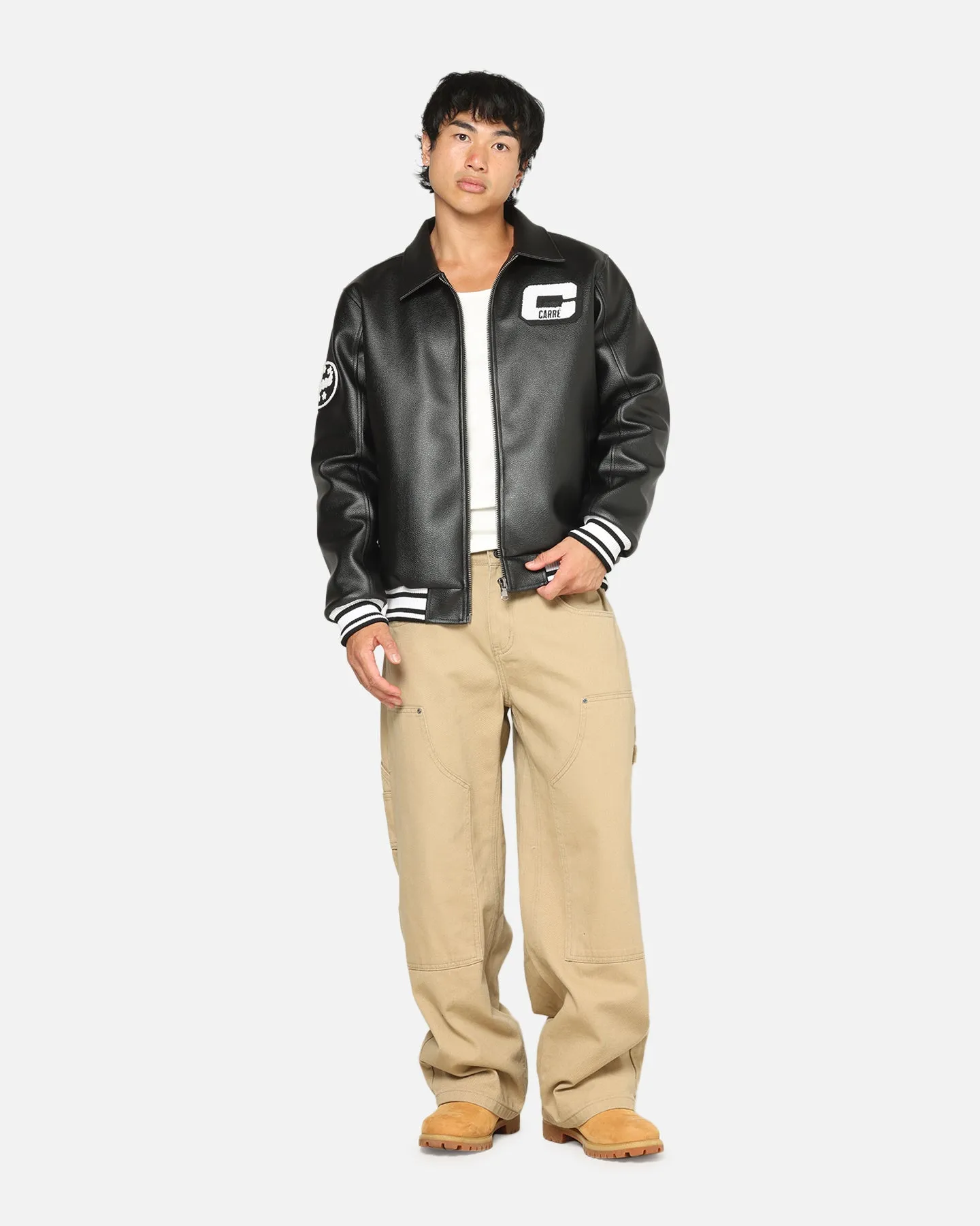 Carre Vegan Leather Varsity Jacket Black/White sold by Culture Kings product image thumbnail 2