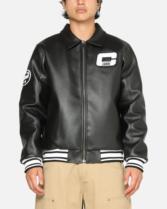 Carre Vegan Leather Varsity Jacket Black/White sold by Culture Kings