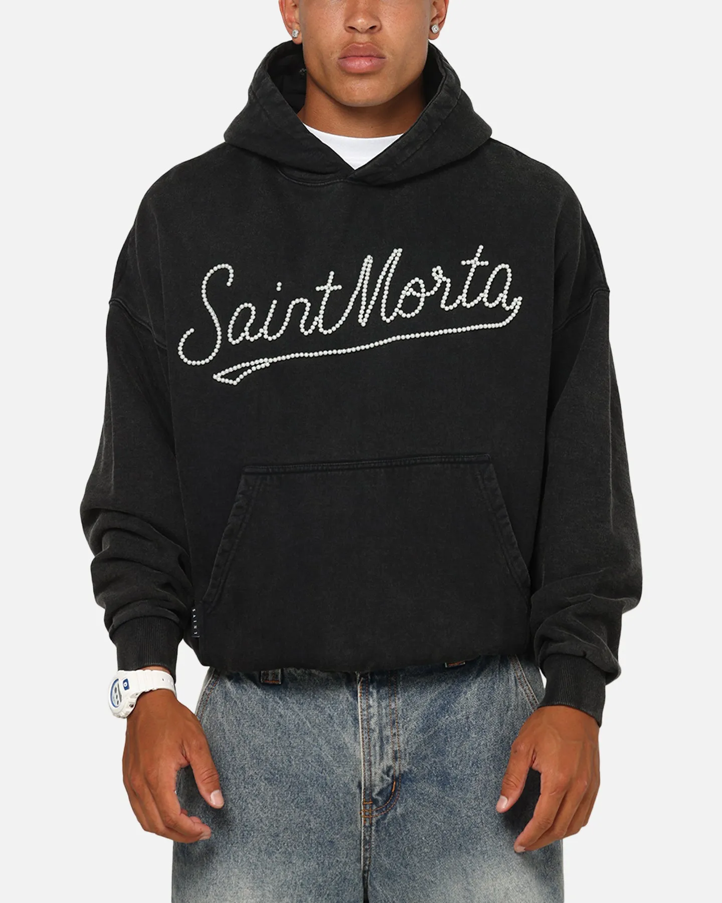 Saint Morta Pearl Script Hoodie Vintage Black sold by Culture Kings