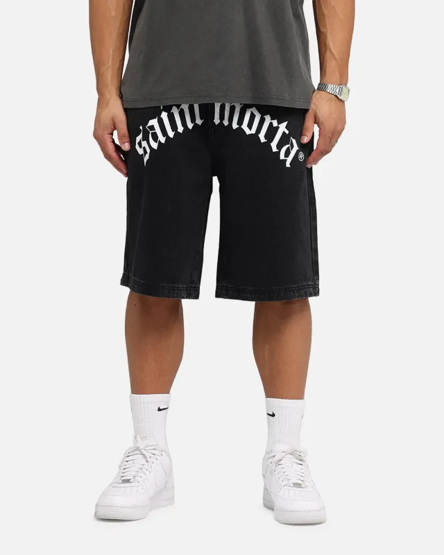 Saint Morta Amplus Gothic Denim Jort Shorts Black Shadow sold by Culture Kings