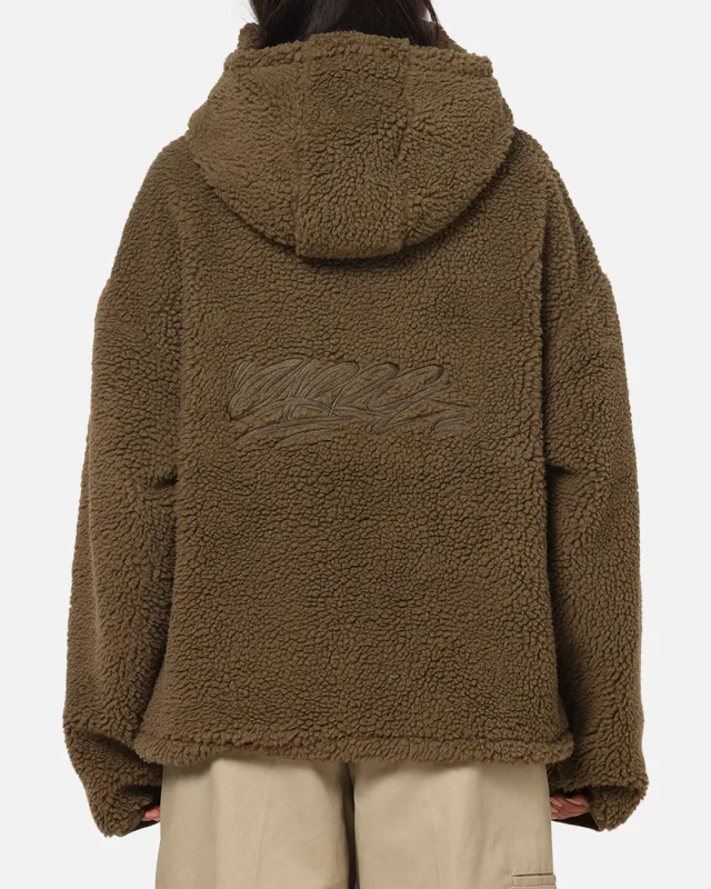 Carre Sherpa Hooded Jumper Khaki made by Culture Kings