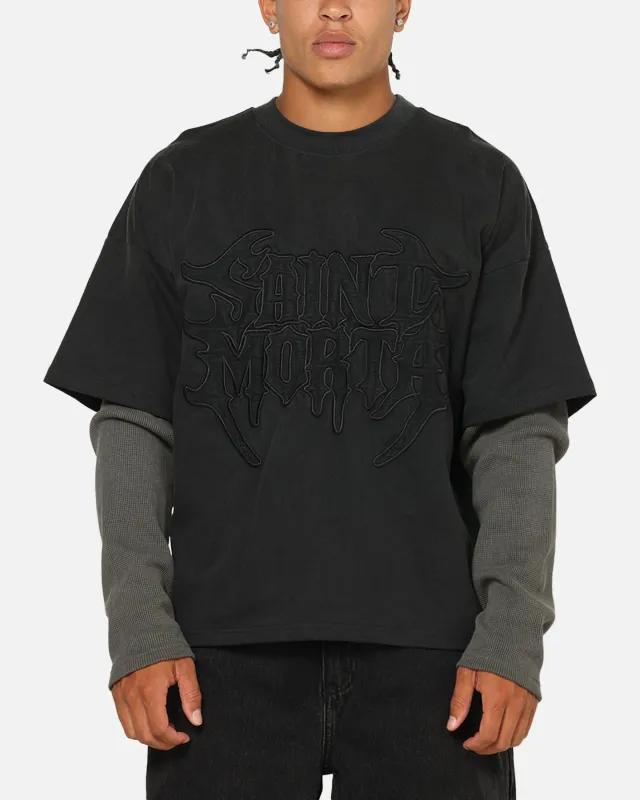 Saint Morta Crested Wing Long Sleeve Layered T-Shirt Vintage Black made by Culture Kings