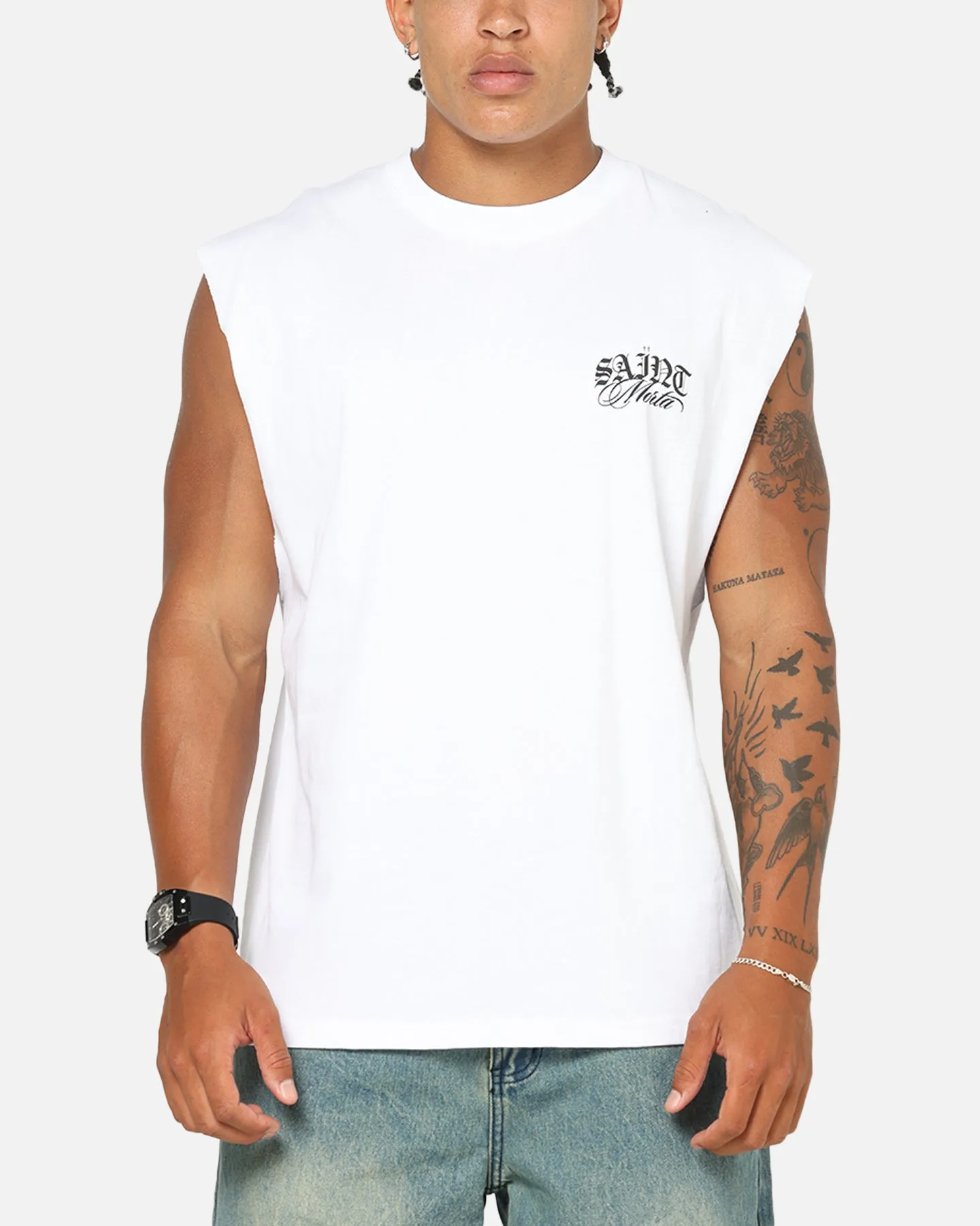 Saint Morta Serenity Oversized Muscle T-Shirt White sold by Culture Kings