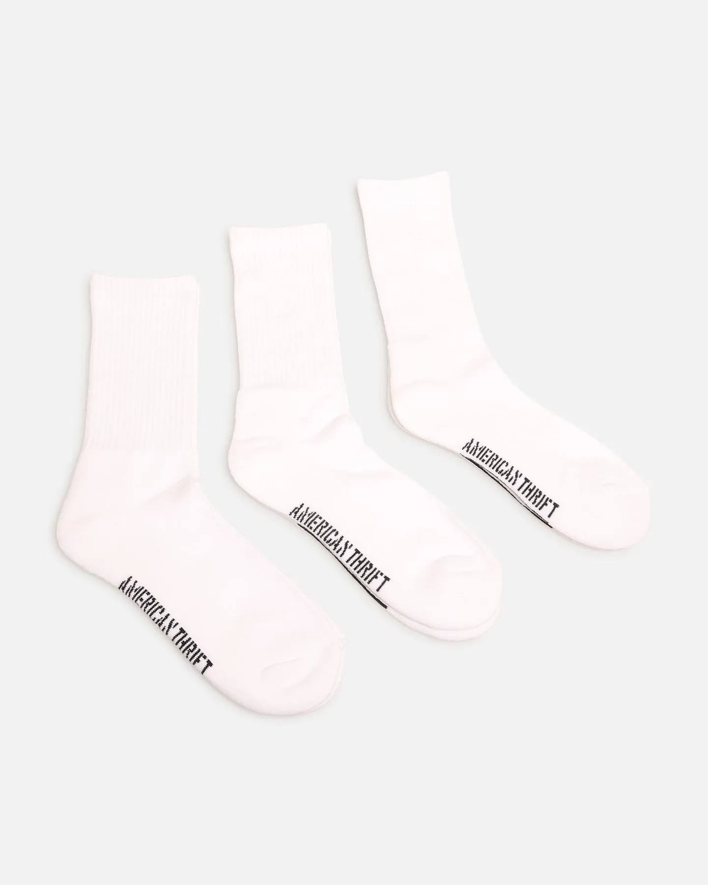 American Thrift Classic Crew Socks 3 Pack White sold by Culture Kings