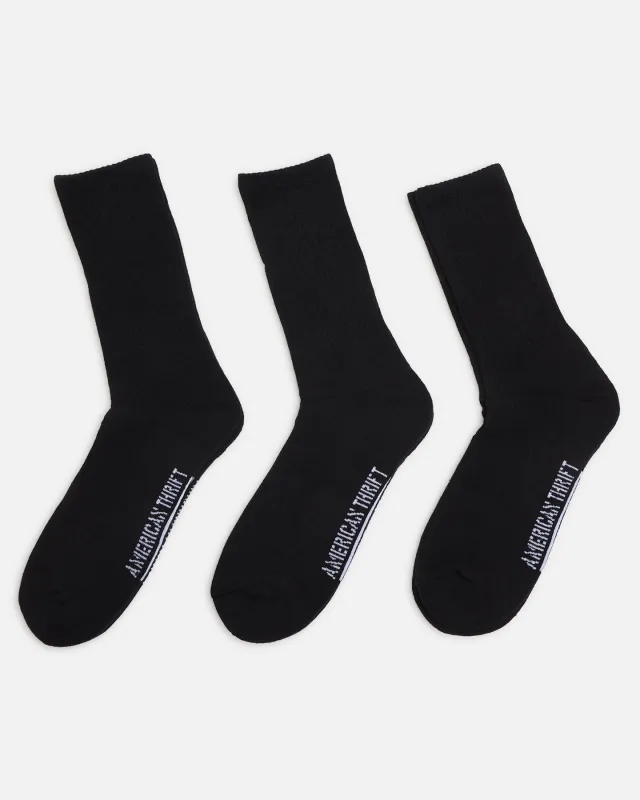 American Thrift Classic Crew Socks 3 Pack Black sold by Culture Kings