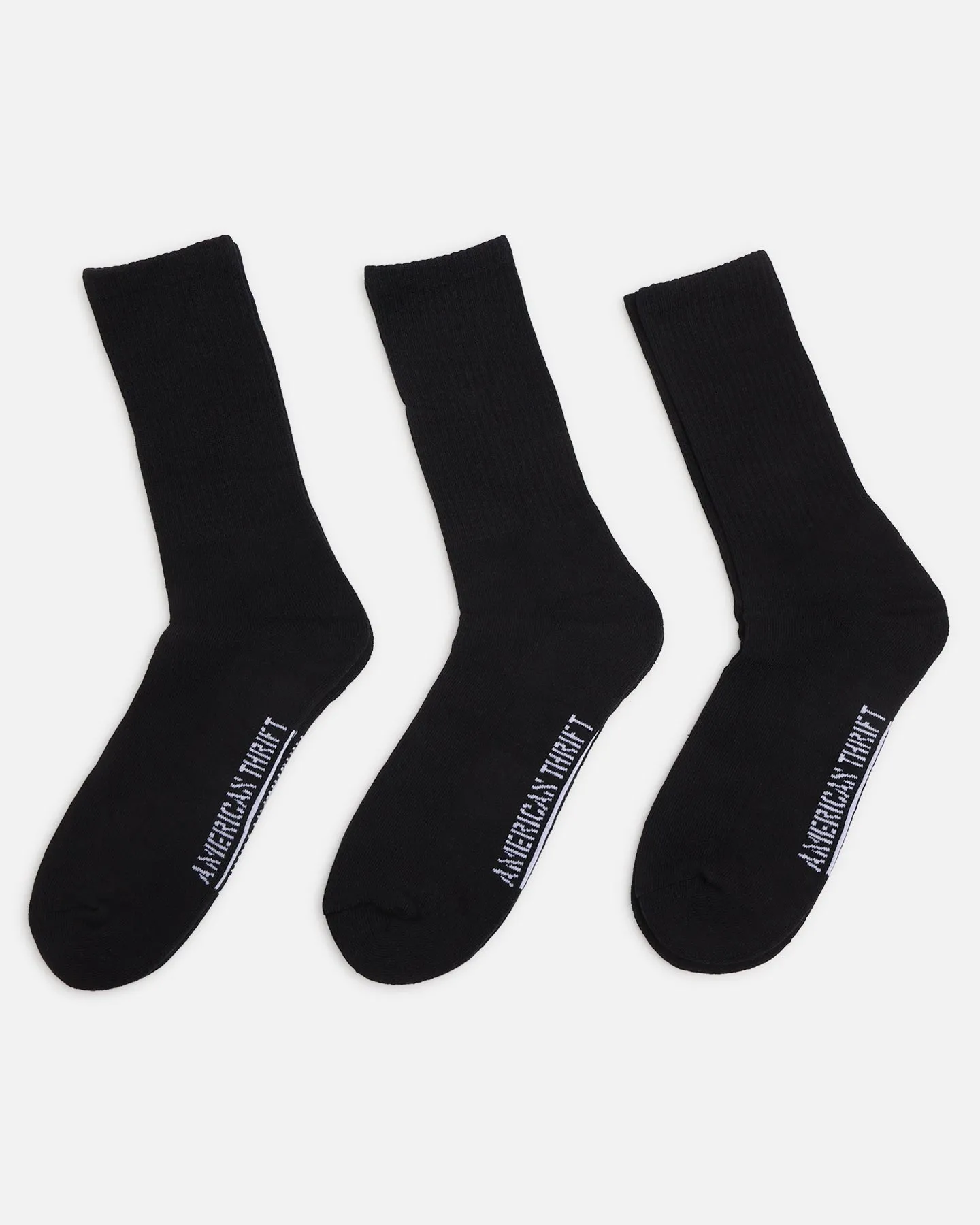 American Thrift Classic Crew Socks 3 Pack Black sold by Culture Kings
