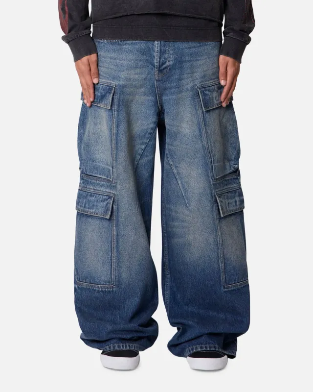 MNML Baggy Cargo Denim Pants Blue sold by Culture Kings