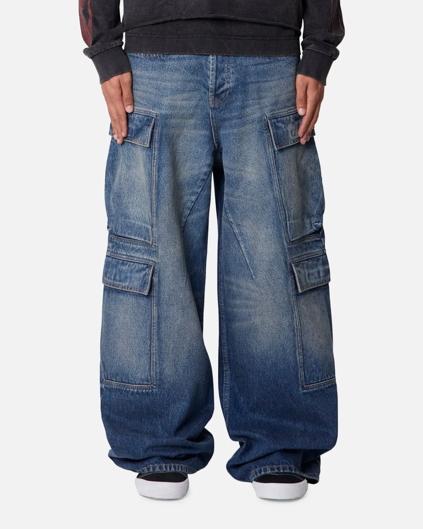 MNML Baggy Cargo Denim Pants Blue sold by Culture Kings