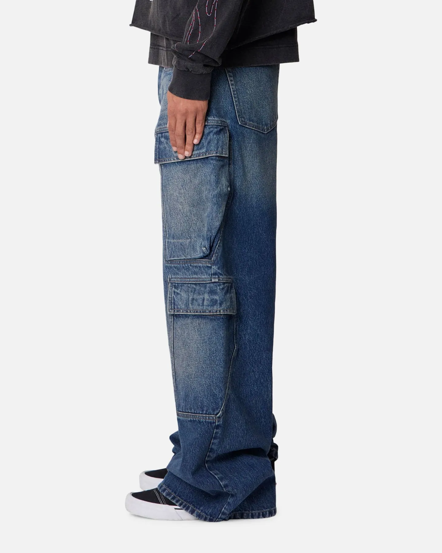 MNML Baggy Cargo Denim Pants Blue sold by Culture Kings product image thumbnail 3
