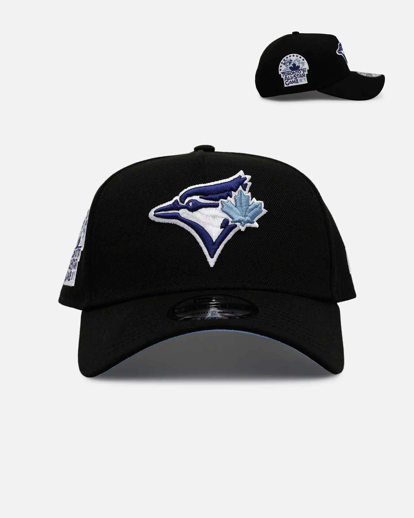 New Era Toronto Blue Jays 'Black And Sky Blue' 9FORTY A-Frame Snapback Black/Sky Blue sold by Culture Kings