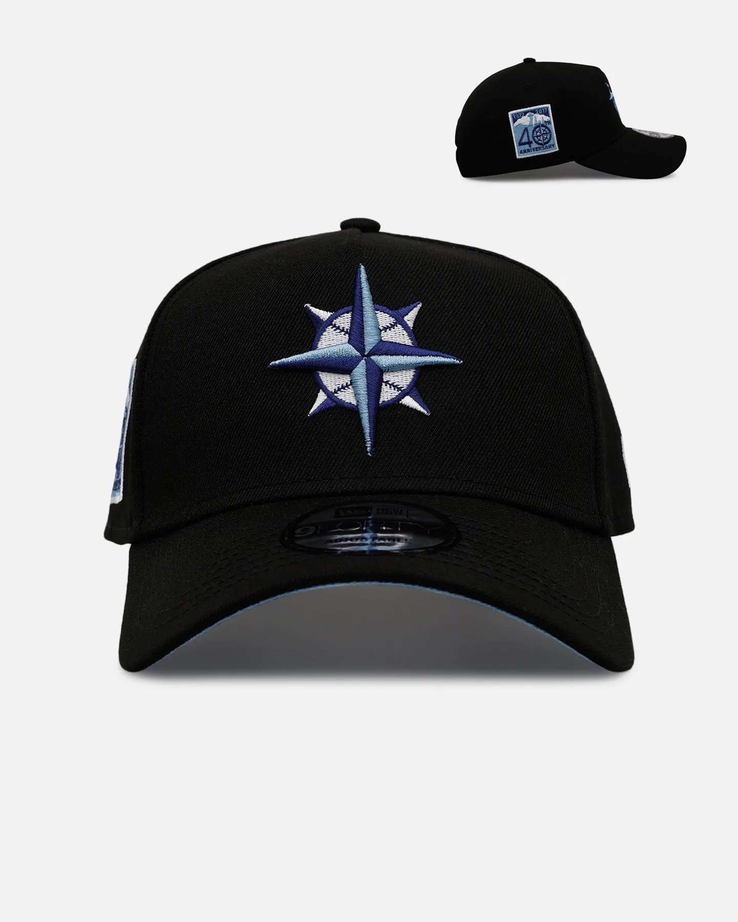 New Era Seattle Mariners 'Black And Sky Blue' 9FORTY A-Frame Snapback Black/Sky Blue sold by Culture Kings