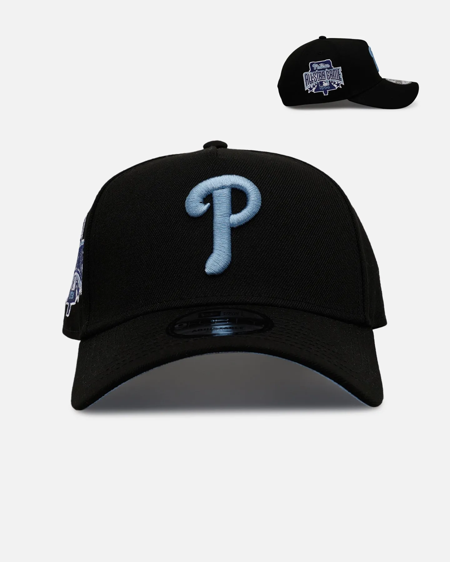 New Era Philadelphia Phillies 'Black And Sky Blue' 9FORTY A-Frame Snapback Black/Sky Blue sold by Culture Kings