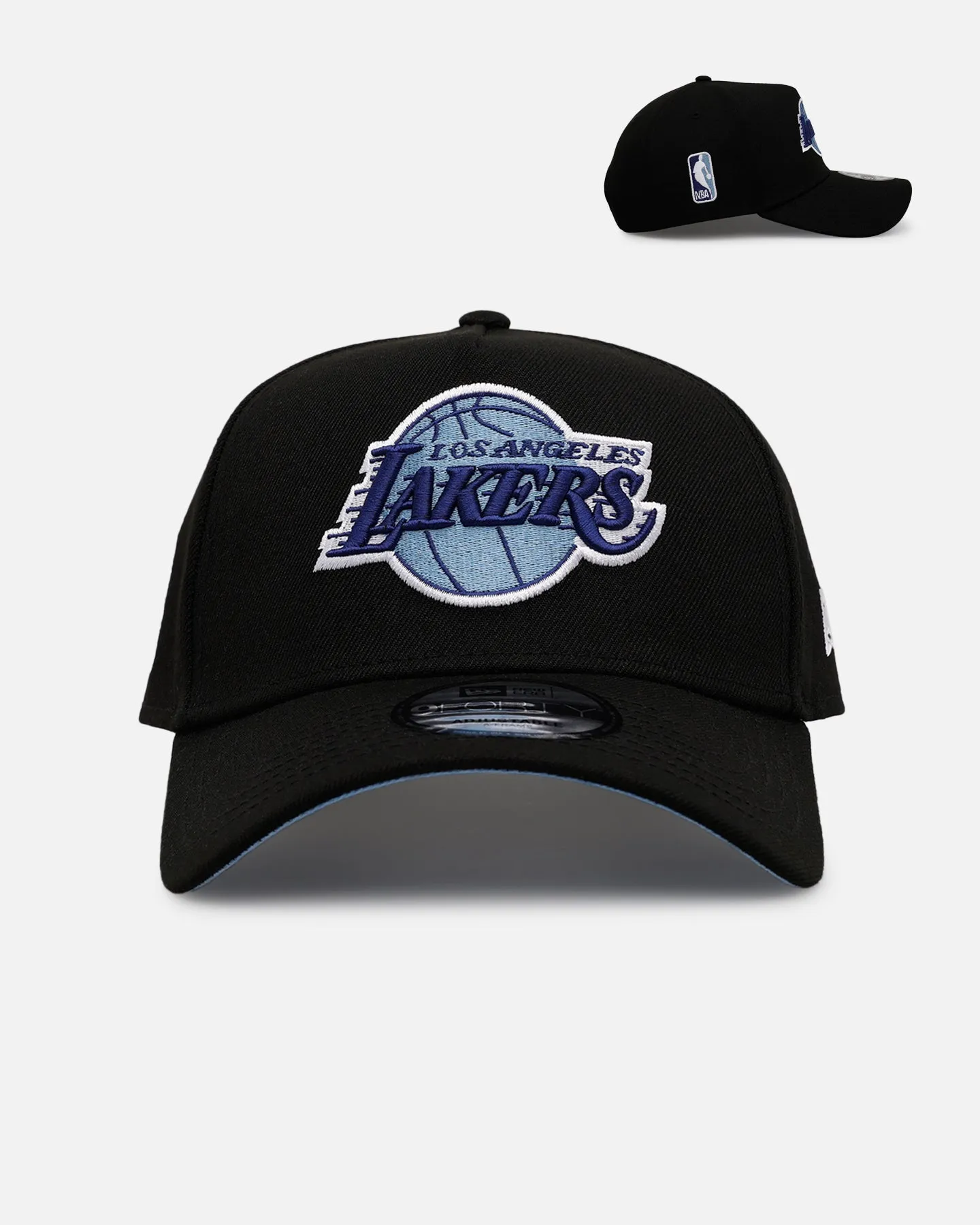 New Era Los Angeles Lakers 'Black And Sky Blue' 9FORTY A-Frame Snapback Black/Sky Blue sold by Culture Kings