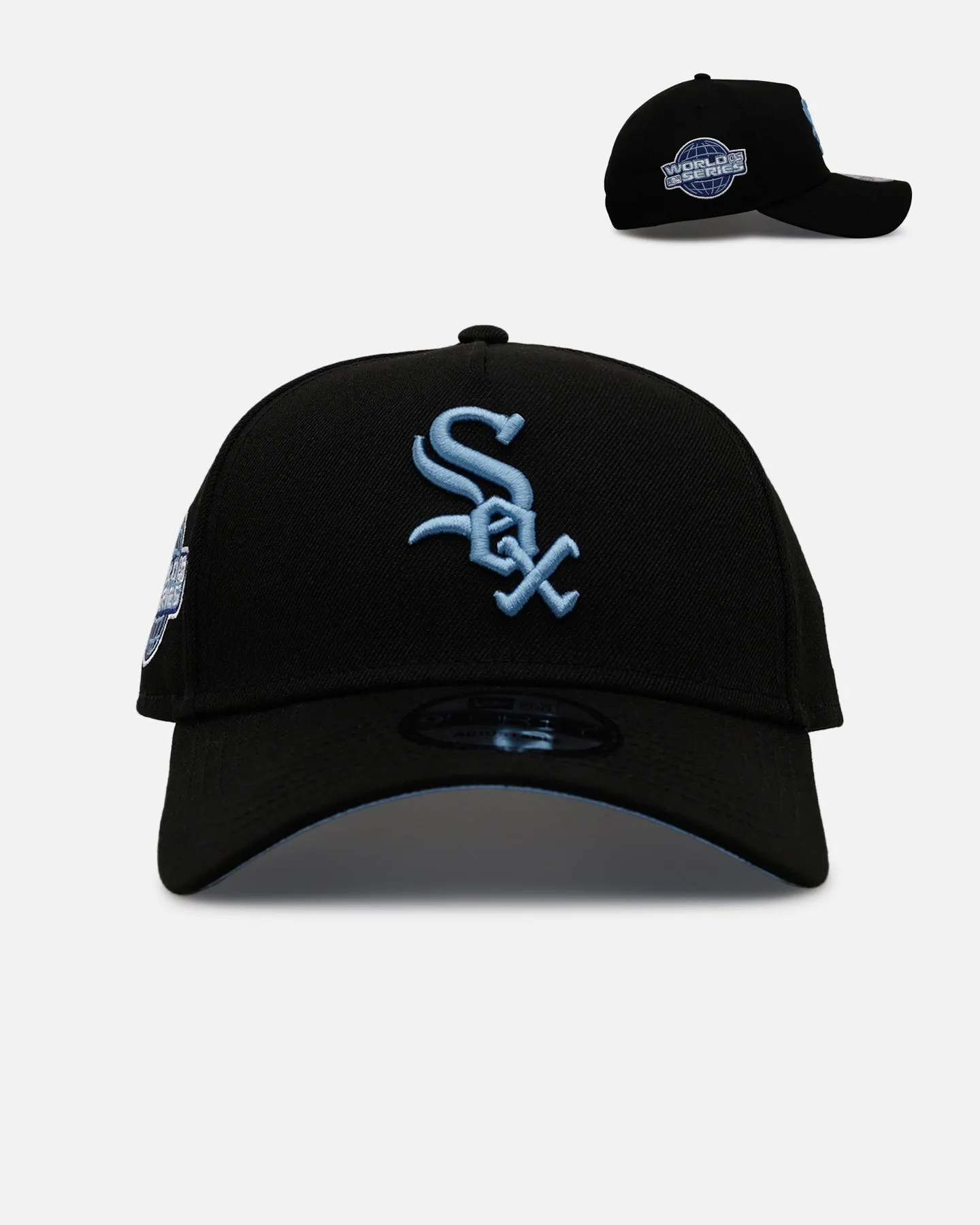 New Era Chicago White Sox 'Black And Sky Blue' 9FORTY A-Frame Snapback Black/Sky Blue sold by Culture Kings