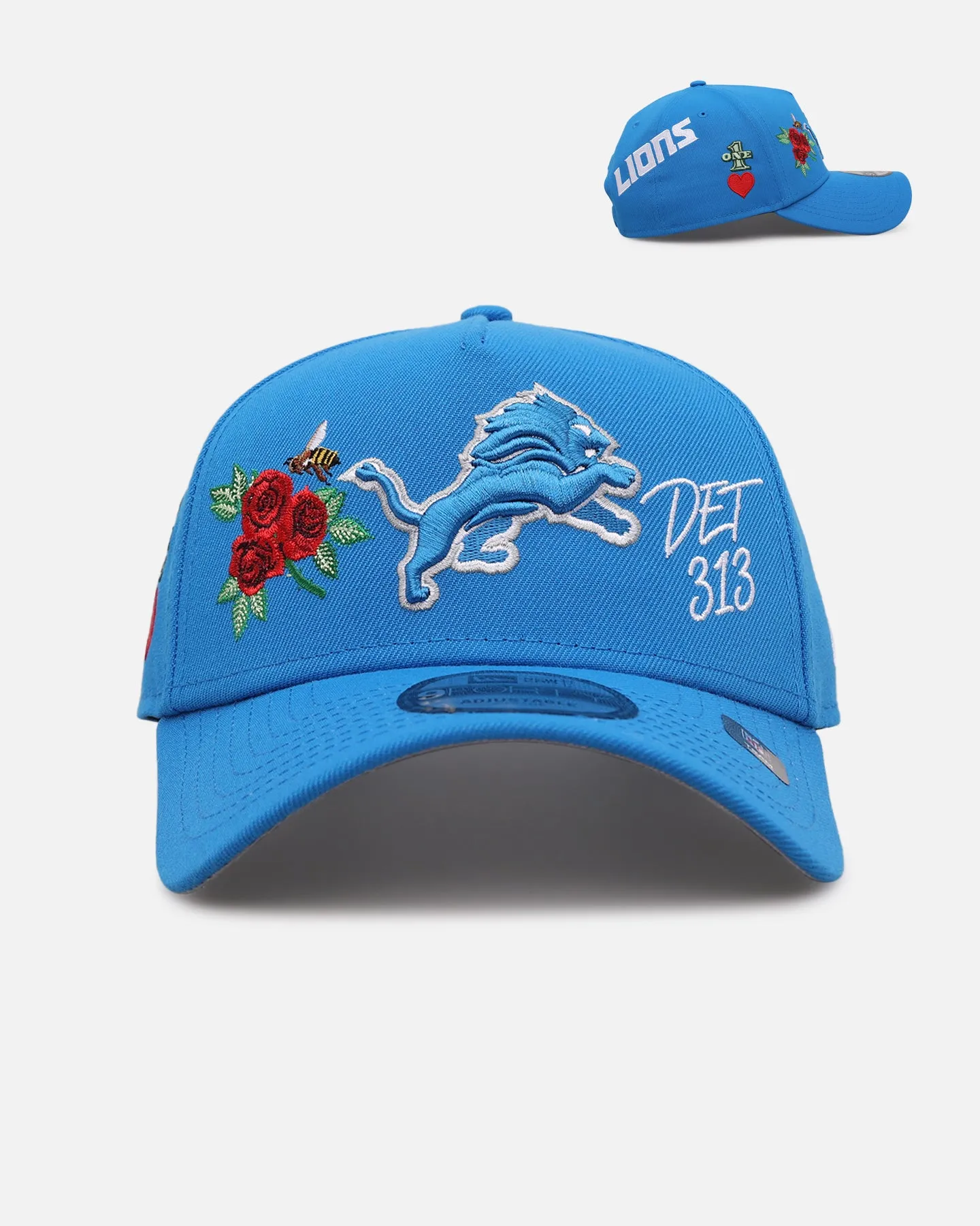 New Era Detroit Lions 'One Love' 9FORTY A-Frame Snapback Official Team Color sold by Culture Kings