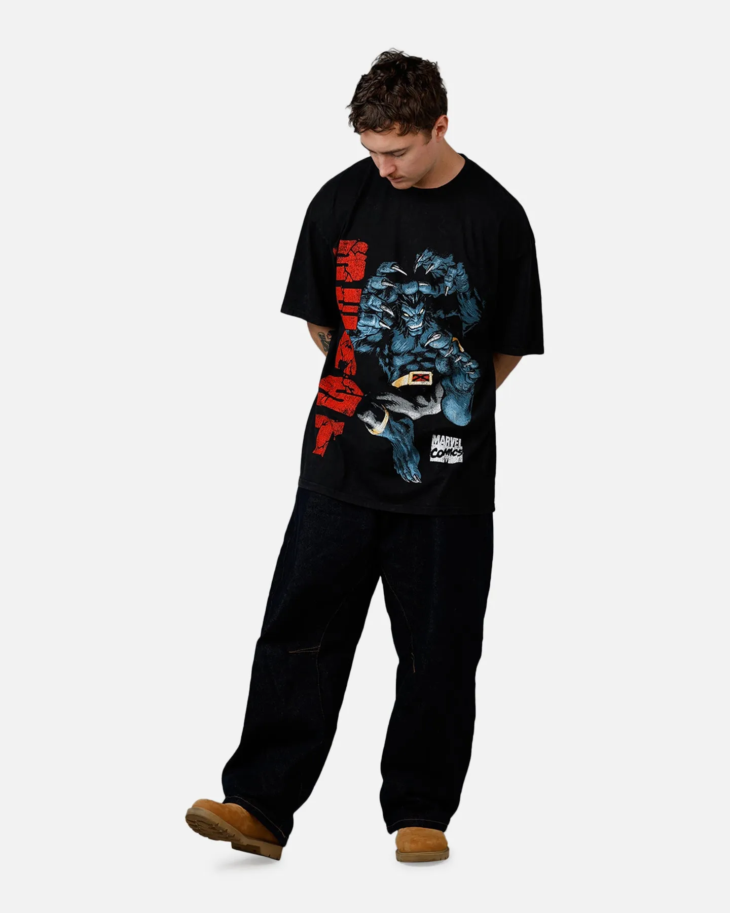 73Studio Marvel X-Men Beast Vintage T-Shirt Black Acidwash sold by Culture Kings product image thumbnail 3