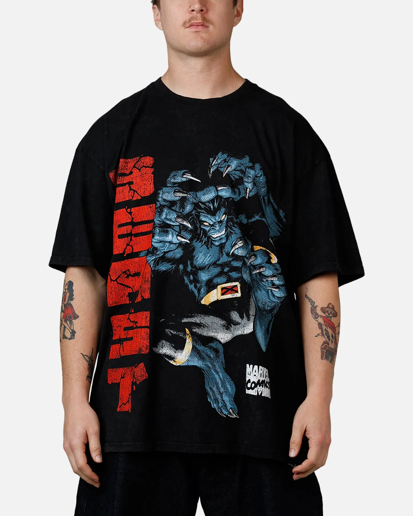 73Studio Marvel X-Men Beast Vintage T-Shirt Black Acidwash sold by Culture Kings