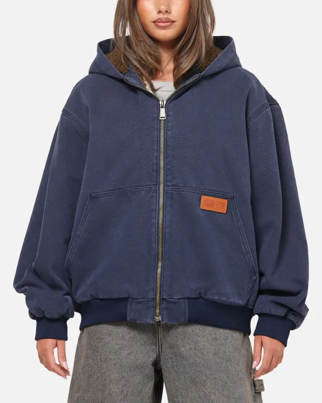 Carre Sherpa Lined Zip Hoodie Navy sold by Culture Kings