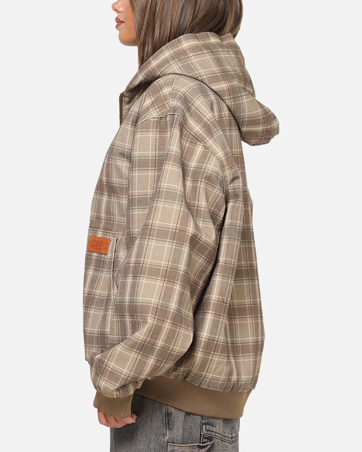 Carre Sherpa Lined Zip Hoodie Brown Plaid sold by Culture Kings product image thumbnail 5