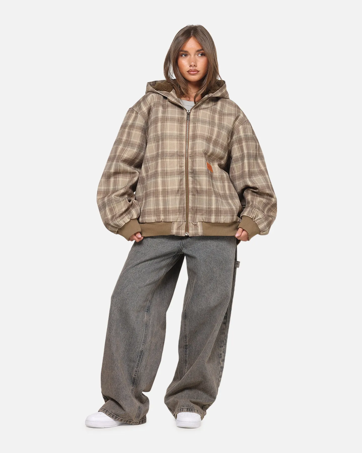 Carre Sherpa Lined Zip Hoodie Brown Plaid sold by Culture Kings product image thumbnail 2