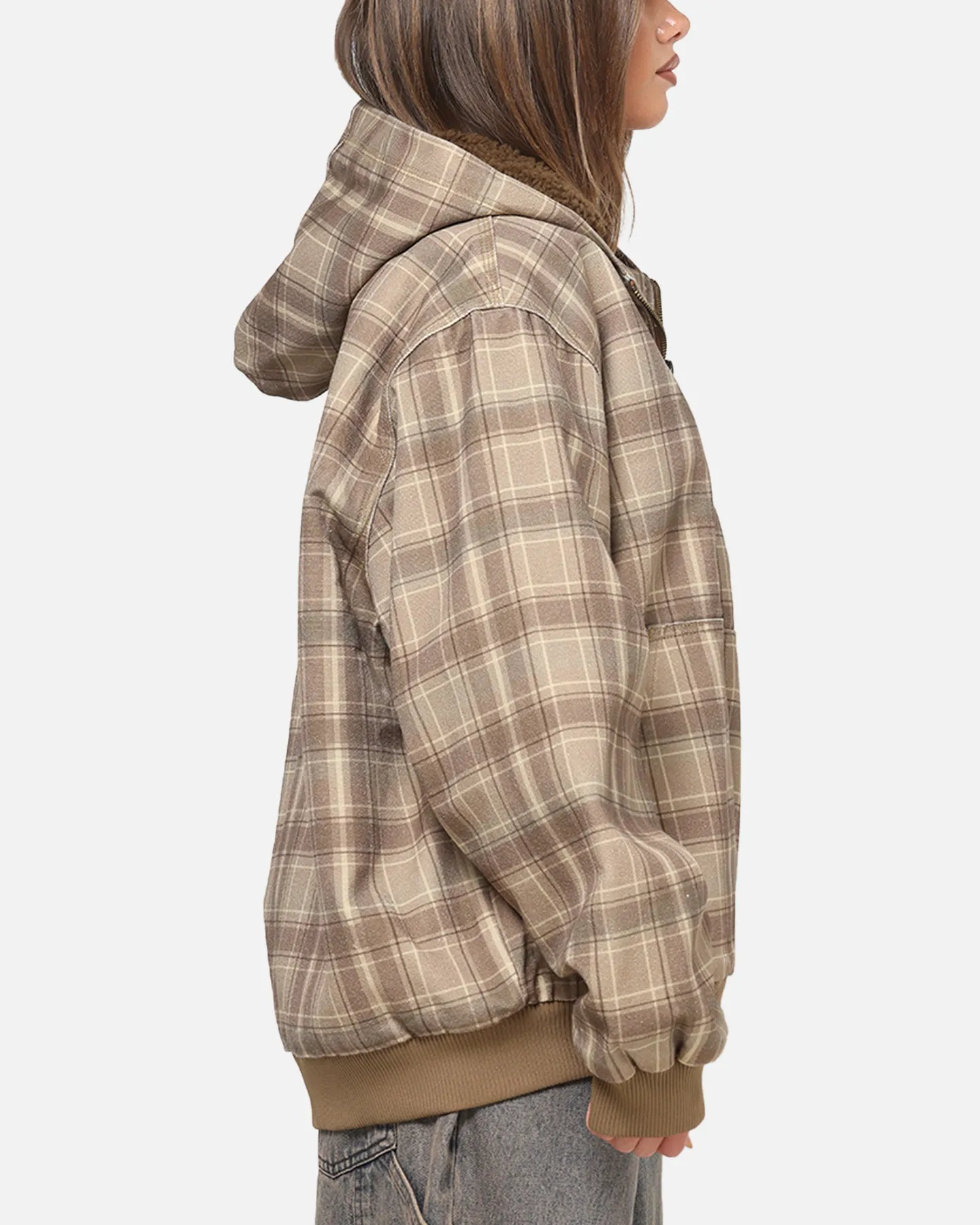 Carre Sherpa Lined Zip Hoodie Brown Plaid sold by Culture Kings product image thumbnail 4
