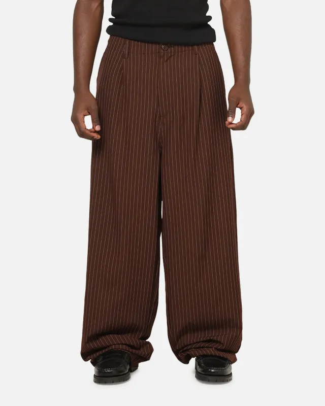 Carre Heritage Pleated Pants Brown Pinstripe sold by Culture Kings