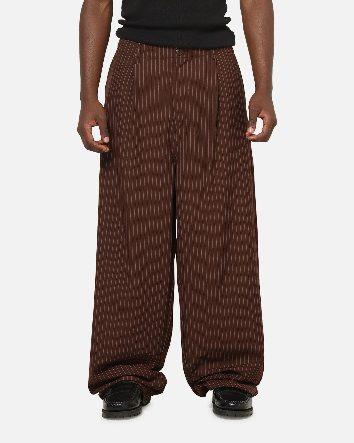 Carre Heritage Pleated Pants Brown Pinstripe sold by Culture Kings