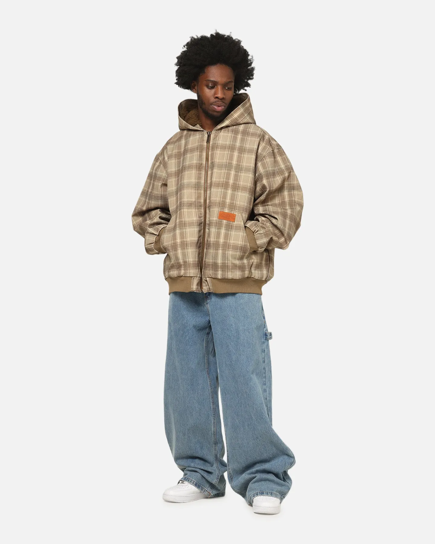 Carre Sherpa Lined Zip Hoodie Brown Plaid sold by Culture Kings product image thumbnail 2