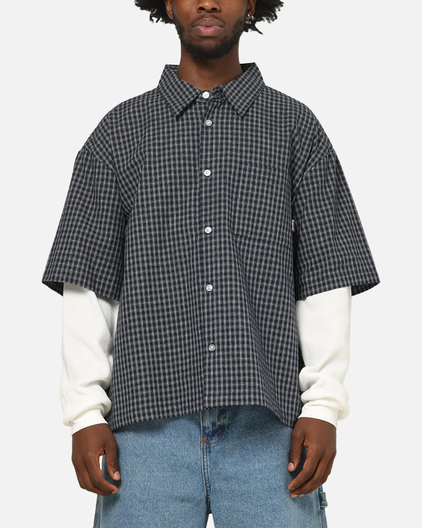 Carre Archive Layered Shirt Navy Plaid sold by Culture Kings