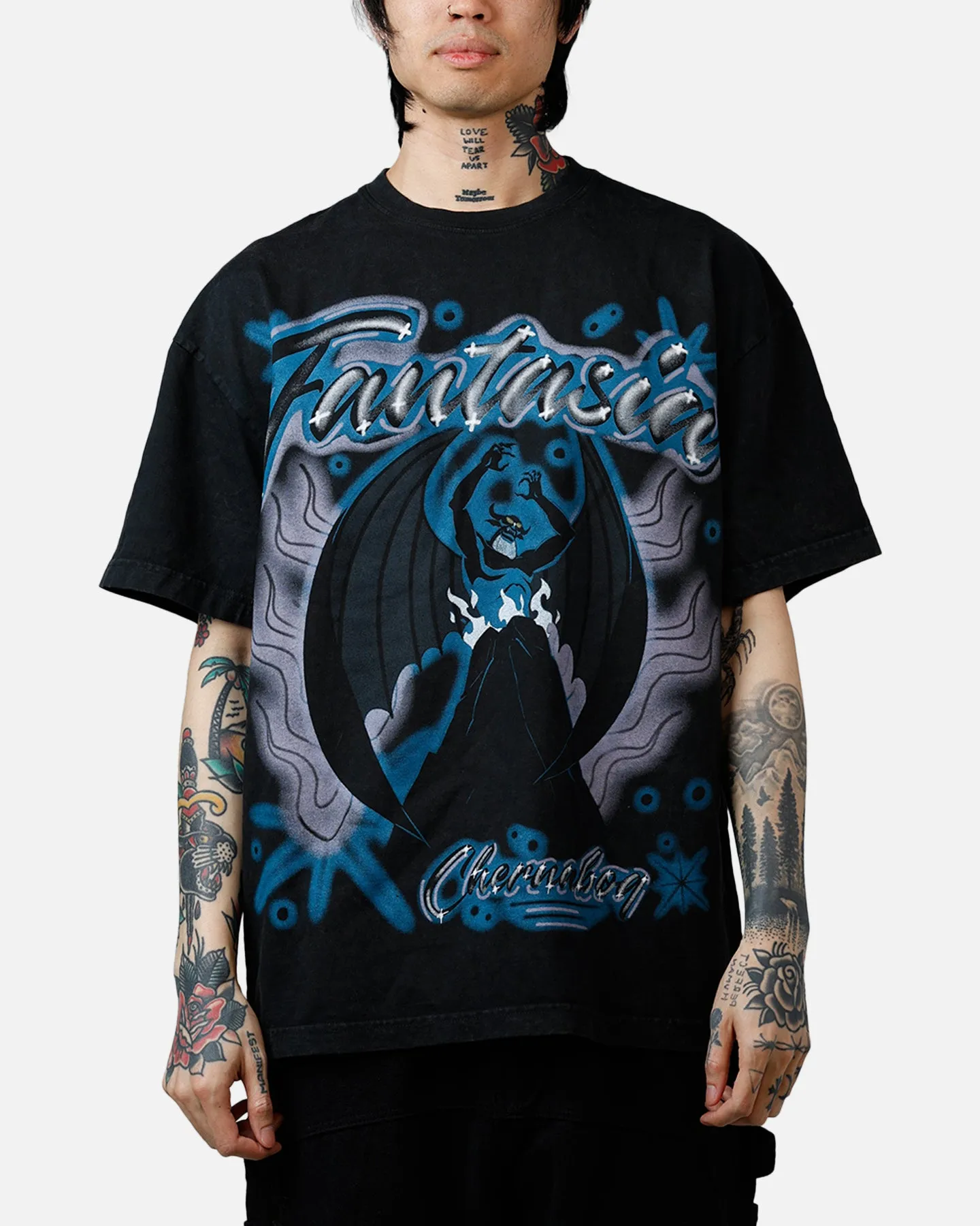 73Studio Disney Fantasia Chernabog Airbrush T-Shirt Black Acidwash sold by Culture Kings