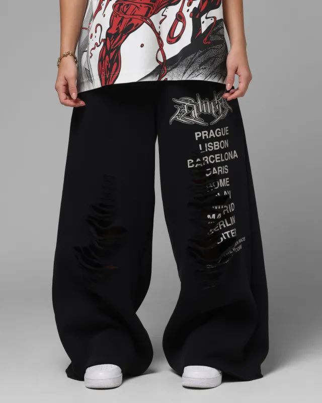 Loiter Destruct Sweat Pants Washed Black sold by Culture Kings