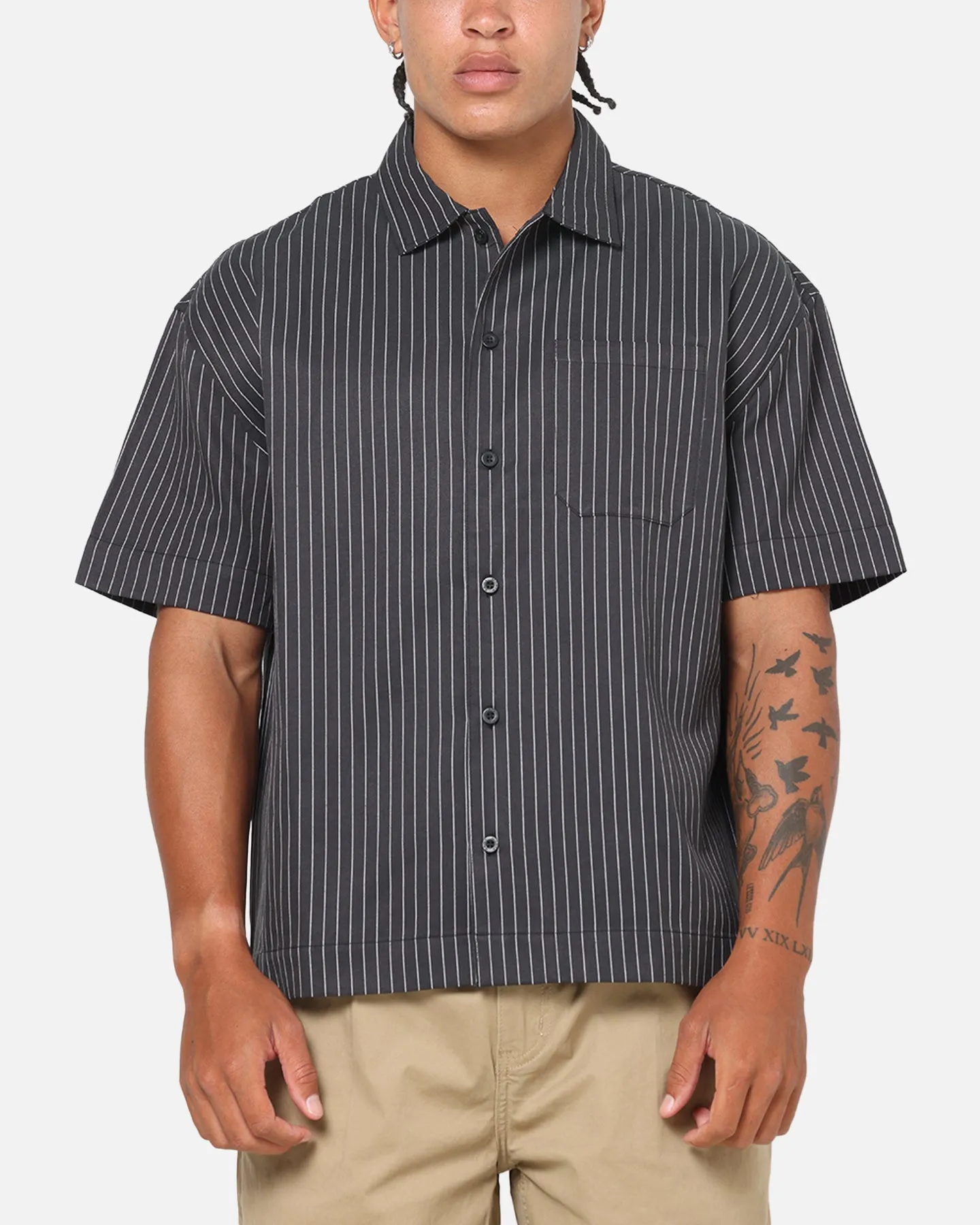 Saint Morta Valhala Pinstripe Button Up Shirt Black/White sold by Culture Kings product image thumbnail 2