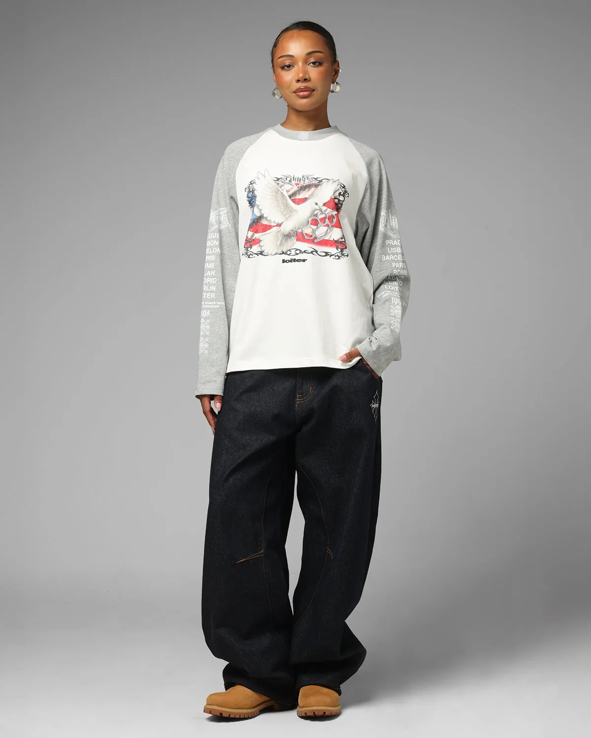 Loiter American Dream Long Sleeve T-Shirt Off White/Grey sold by Culture Kings product image thumbnail 2