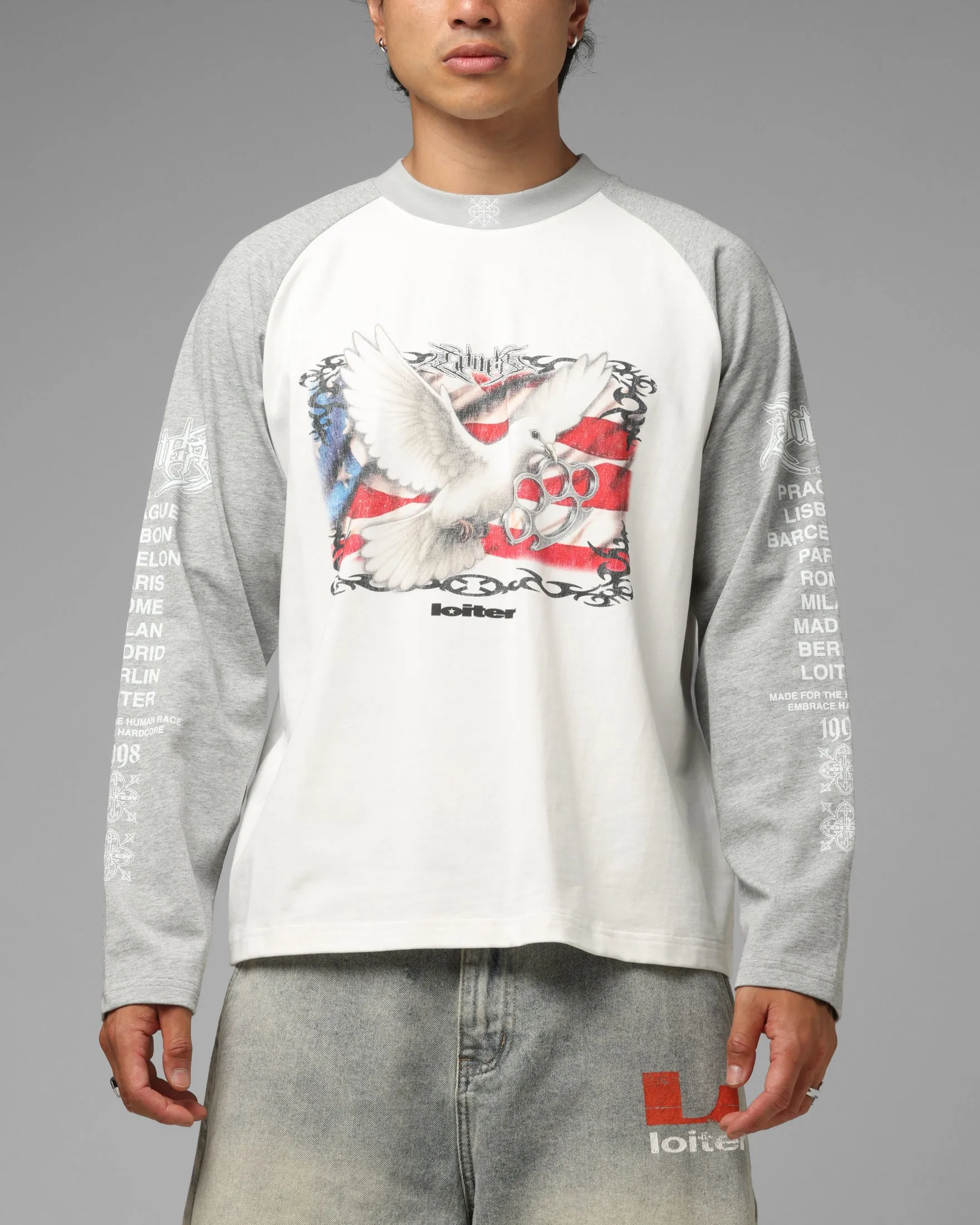 Loiter American Dream Long Sleeve T-Shirt Off White/Grey sold by Culture Kings