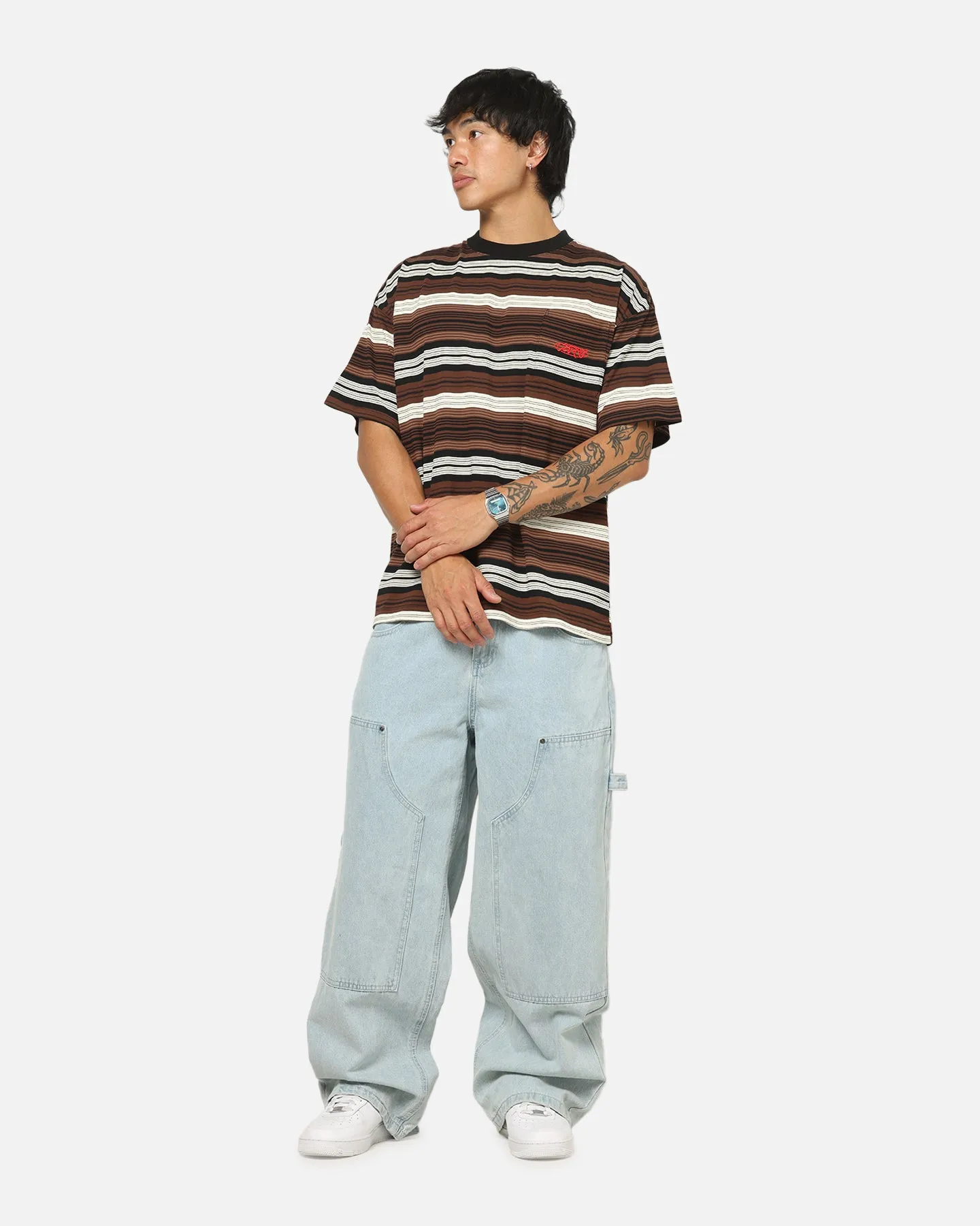 Carre Striped Pocket T-Shirt Brown Stripe sold by Culture Kings product image thumbnail 2
