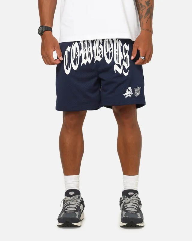 Mitchell & Ness Dallas Cowboys Arch Script Shorts Navy sold by Culture Kings