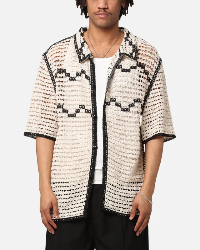 XXIII Western Crochet Button Up Shirt Cream/Black sold by Culture Kings