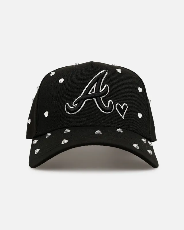 New Era Atlanta Braves 'Black Satin Hearts' 9FORTY A-Frame Snapback Black made by Culture Kings