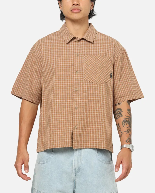 Carre Grid Button Up Shirt Brown-Plaid sold by Culture Kings
