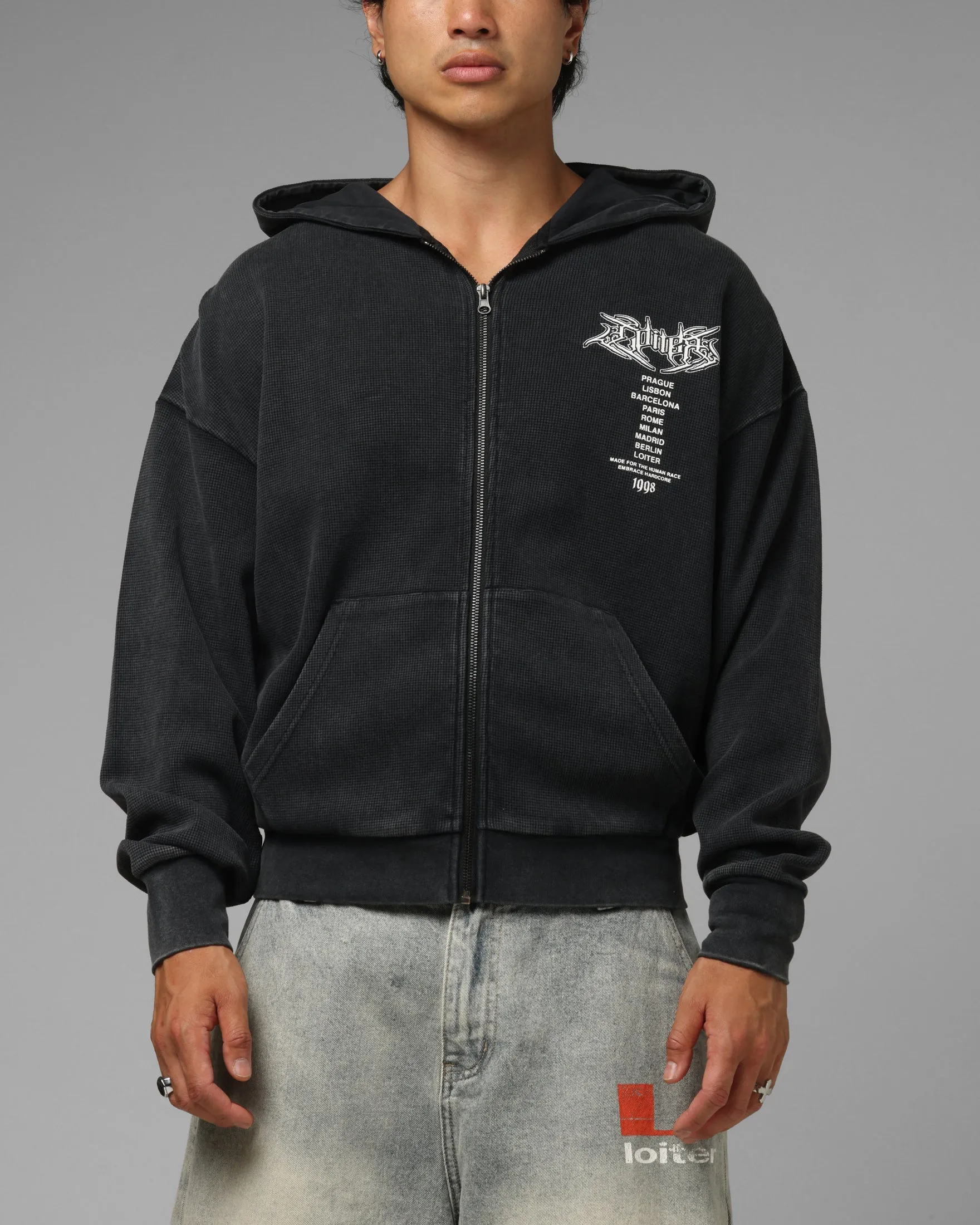Loiter Waffle Zip Hoodie Black sold by Culture Kings product image thumbnail 2