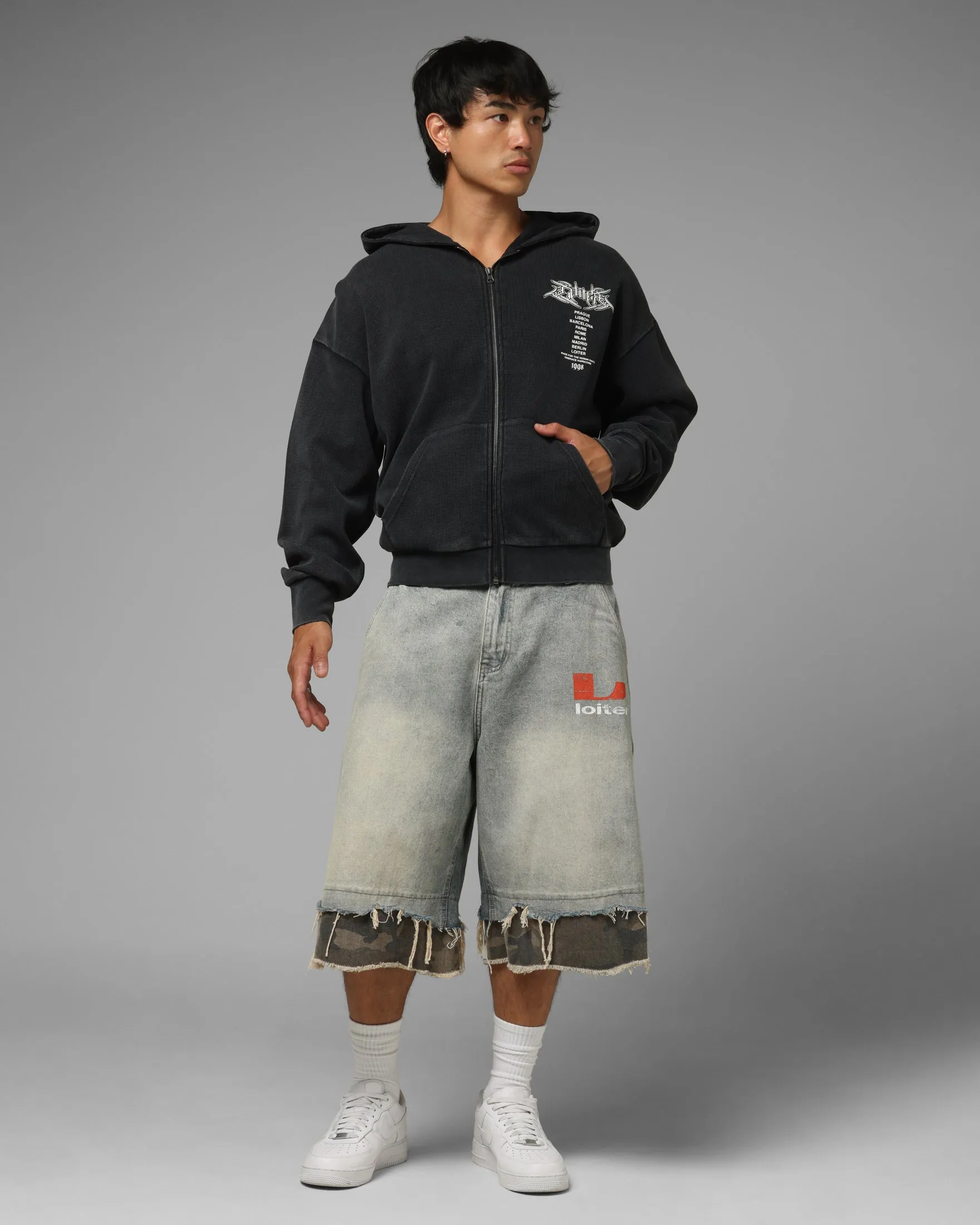 Loiter Waffle Zip Hoodie Black sold by Culture Kings product image thumbnail 3