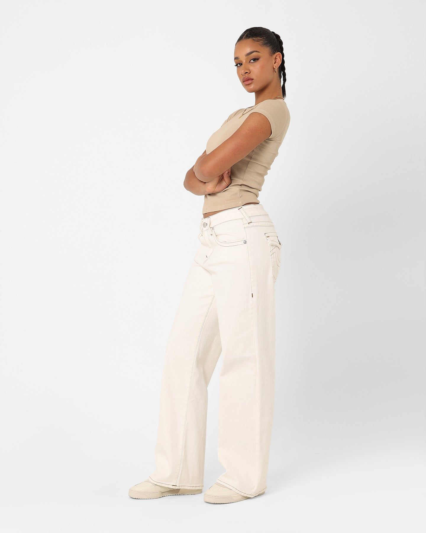 True Religion Women's Low Slung Baggy Jeans Ecru sold by Culture Kings product image thumbnail 2