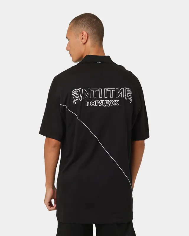 The Anti Order Military Oversized Polo Shirt Black/White sold by Culture Kings