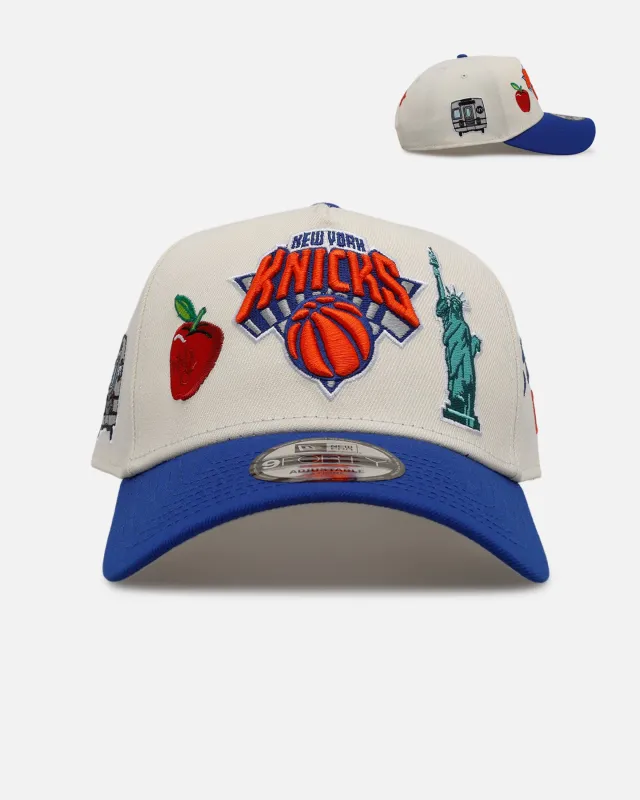 New Era New York Knicks 'Chrome City Icons' 9FORTY A-Frame Snapback Chrome/Official Team Color sold by Culture Kings