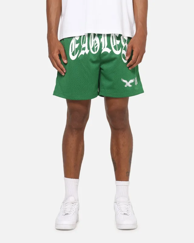 Mitchell & Ness Philadelphia Eagles Arch Script Shorts Green sold by Culture Kings
