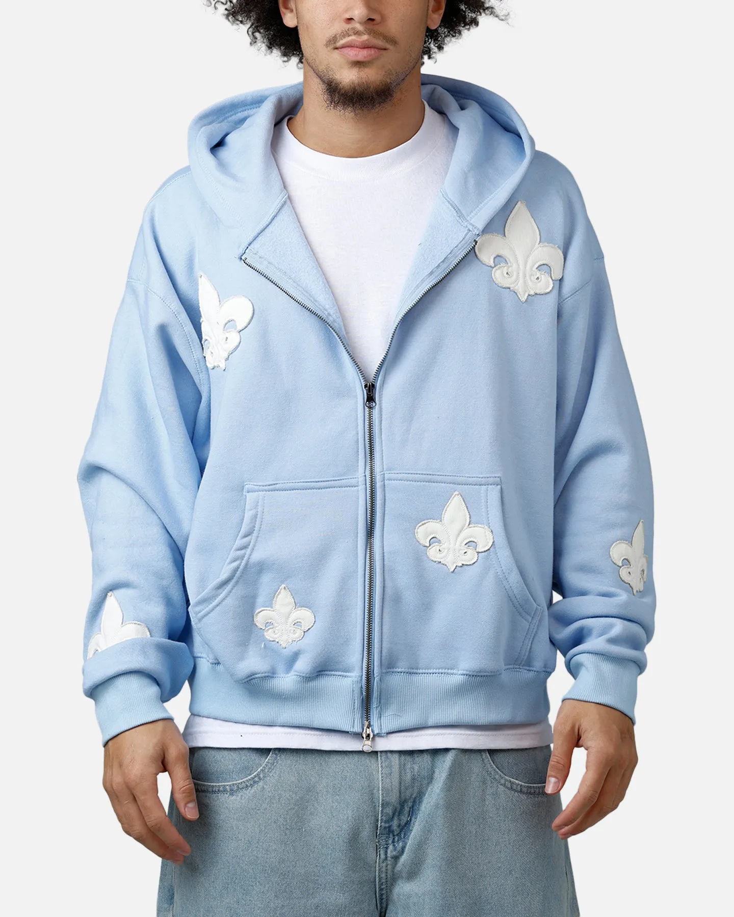 MNML Fleur Zip Up Hoodie Washed Blue sold by Culture Kings